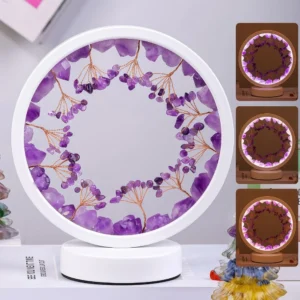 Circular Night Light with Energy Crystal Cluster