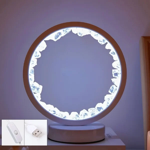 Circular Night Light with Energy Crystal Cluster