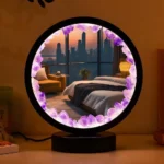 Circular Night Light with Energy Crystal Cluster
