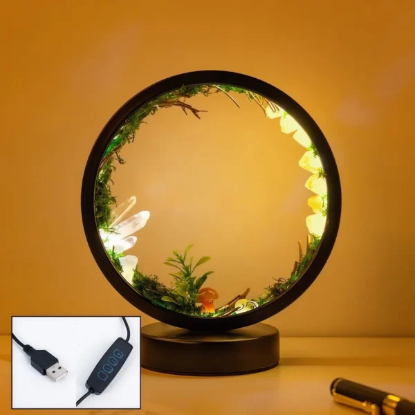 Circular Night Light with Energy Crystal Cluster