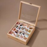Wooden Box Natural Crystal Raw Stones Set
