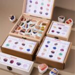 Wooden Box Natural Crystal Raw Stones Set