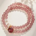 Natural Strawberry Quartz Double - Loop Bracelet