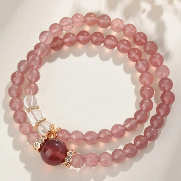 Natural Strawberry Quartz Double - Loop Bracelet