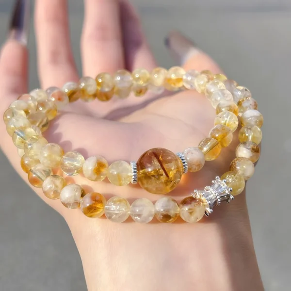 Natural Yellow Azeztulite Crystal Bracelet