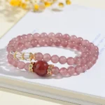 Natural Strawberry Quartz Double - Loop Bracelet