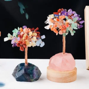 Rough Stone Base Colorful Crystal Tree