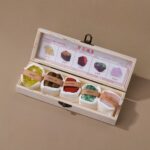 Wooden Box Natural Crystal Raw Stones Set