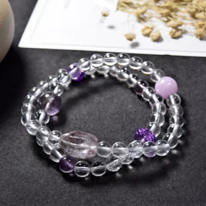 Natural Clear Crystal Multi - Loop Bracelet