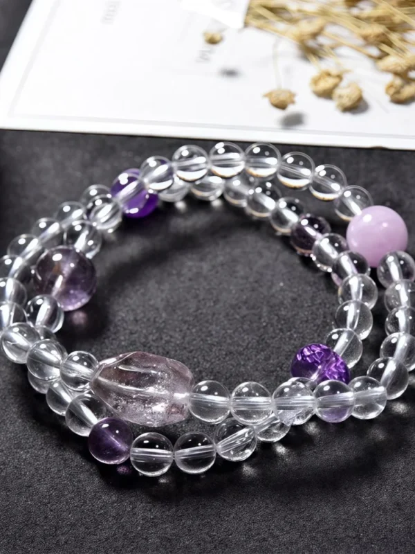 Natural Clear Crystal Multi - Loop Bracelet