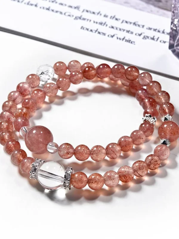 Natural Strawberry Quartz Multi - Loop Bracelet