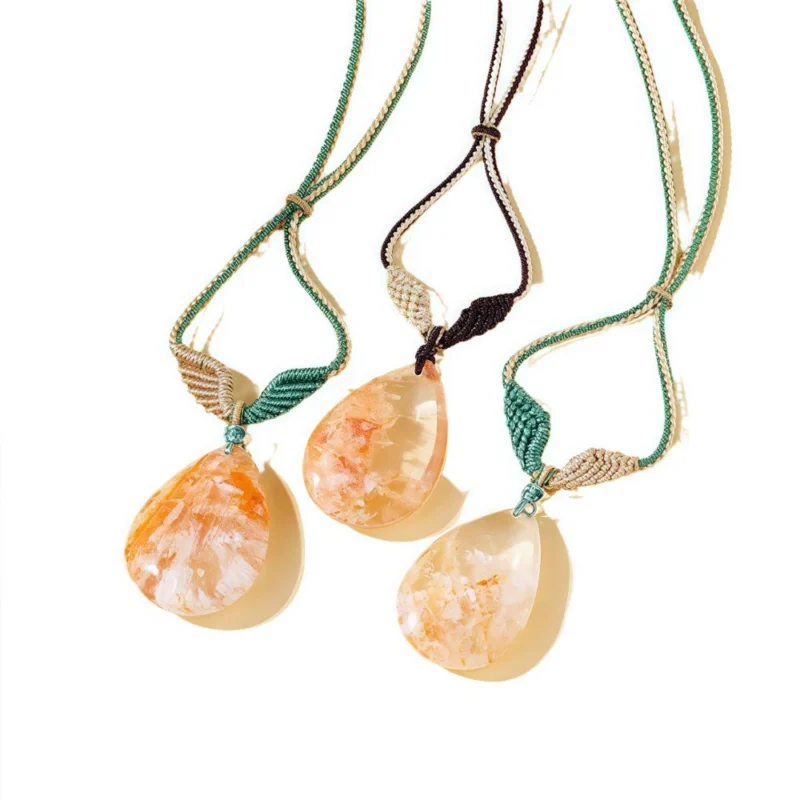 Natural Pink Phantom Droplet Angel Wing Pendant