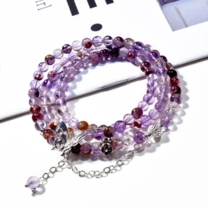 Natural Purple Phantom Multi-loop Bracelet