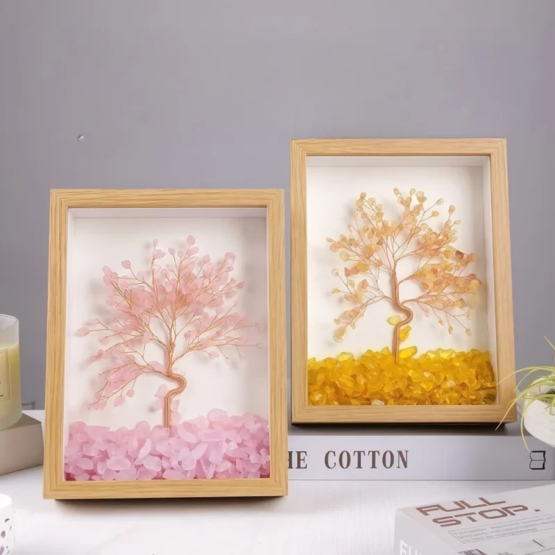 Natural Crystal Money Tree Photo Frame Ornament