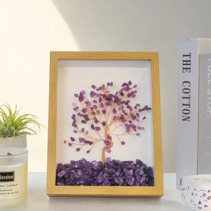 Natural Crystal Money Tree Photo Frame Ornament