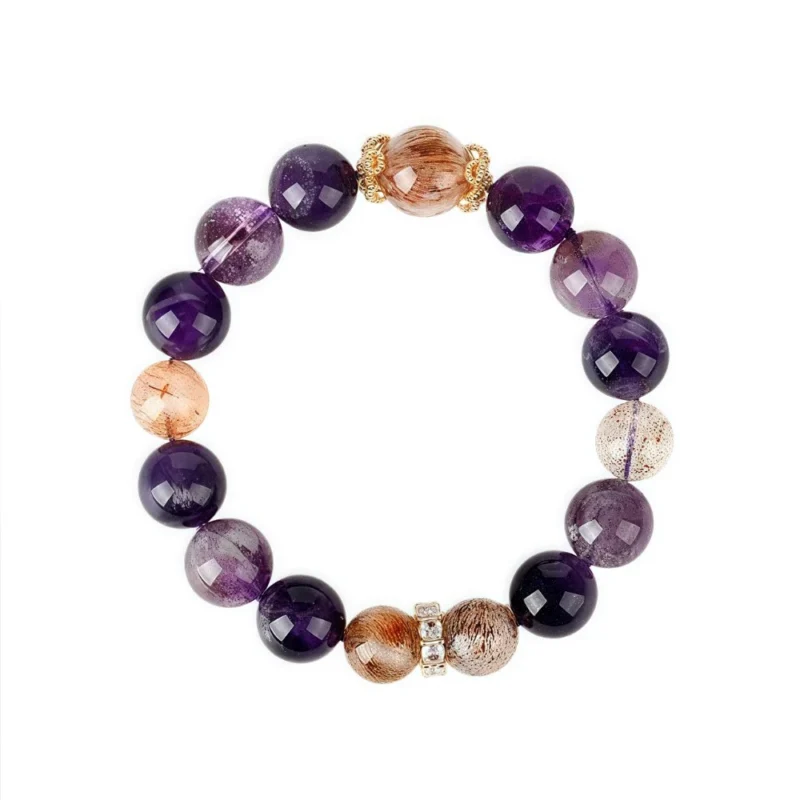 Black Gold Amethyst Bead Crystal Bracelet