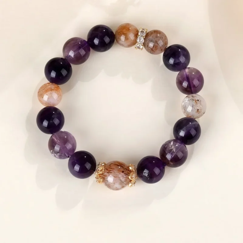 Black Gold Amethyst Bead Crystal Bracelet