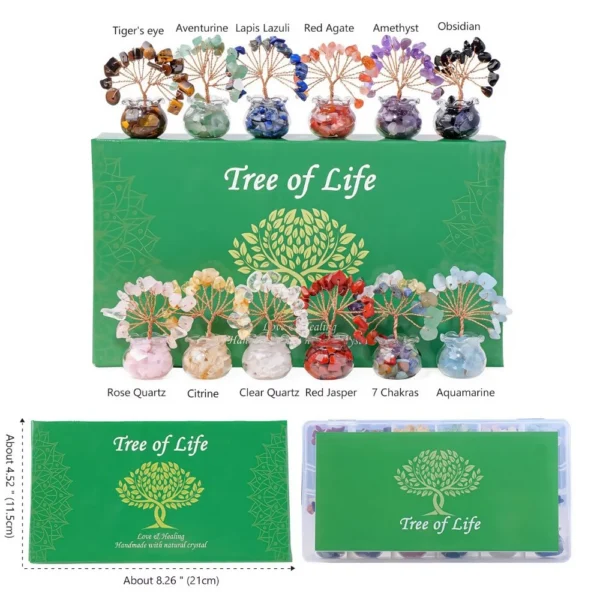 Natural Crystal Bottle Gravel Money Tree Set (12 Pieces)