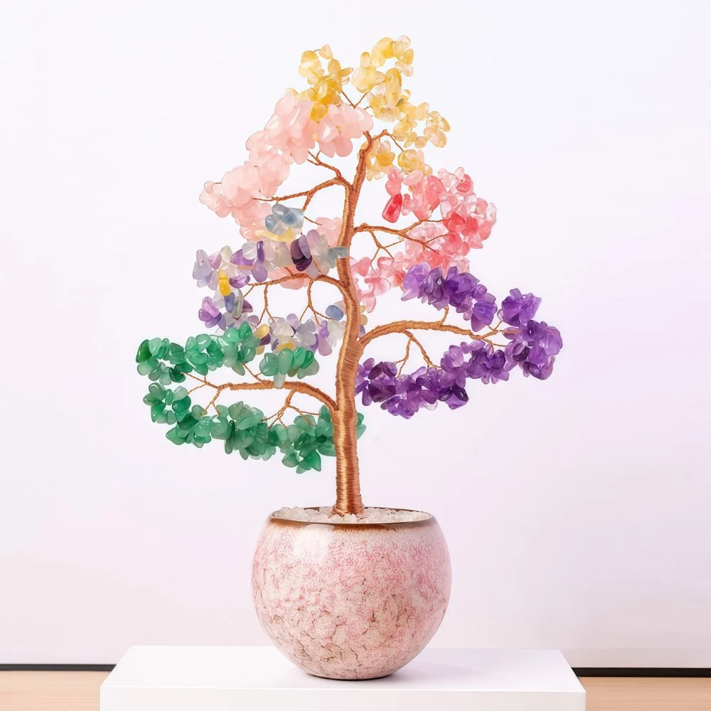 Natural Crystal Colorful Gravel Money Tree