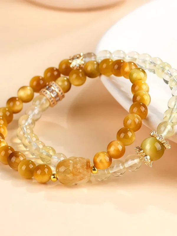 Twin - Loop Auspicious Beast Crystal Bracelet