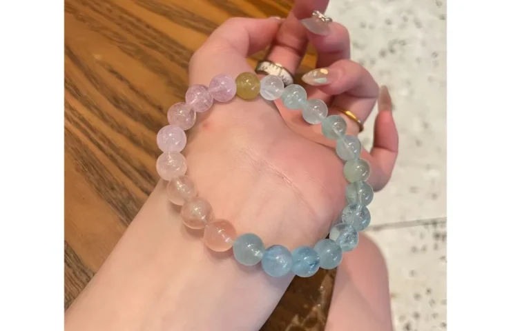 Natural Morganite Crystal Bracelet1