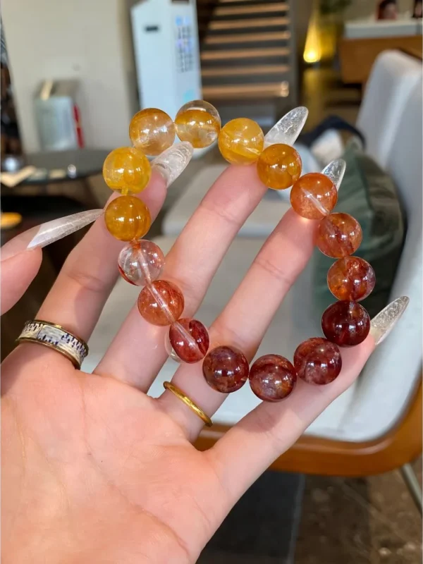 Gradient Red Rubber Flower Agate Bracelet1