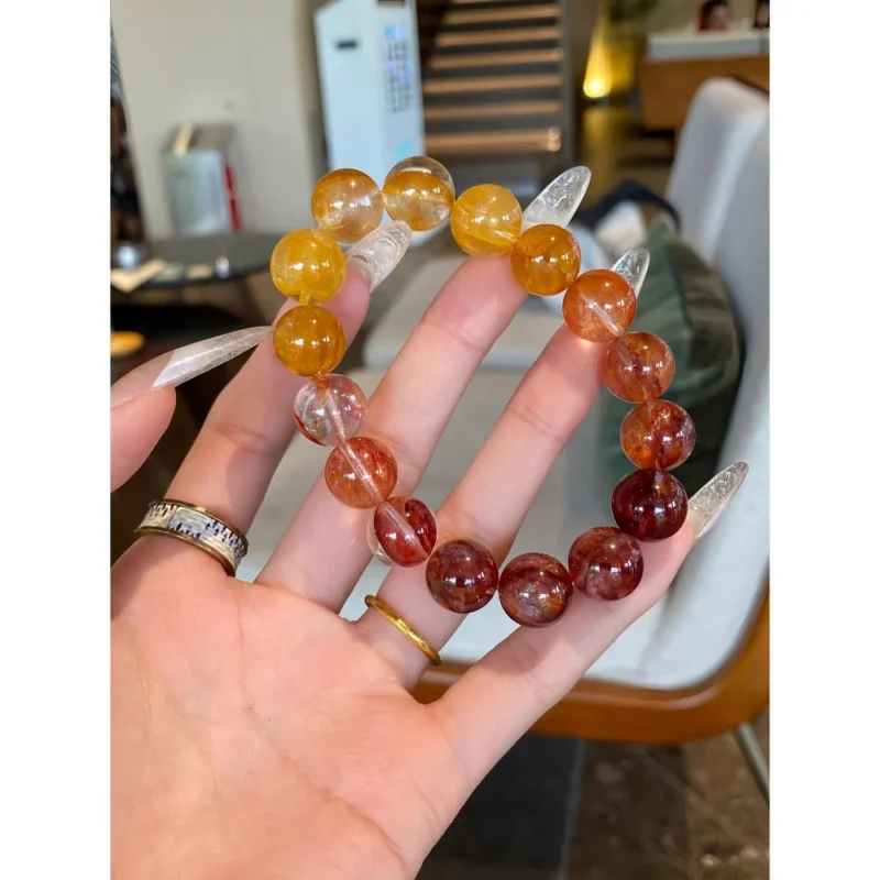 Gradient Red Rubber Flower Agate Bracelet