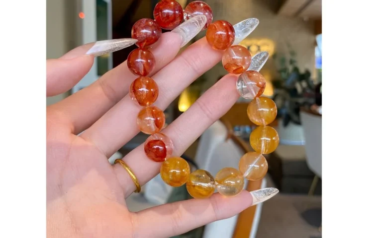 Gradient Red Rubber Flower Agate Bracelet3