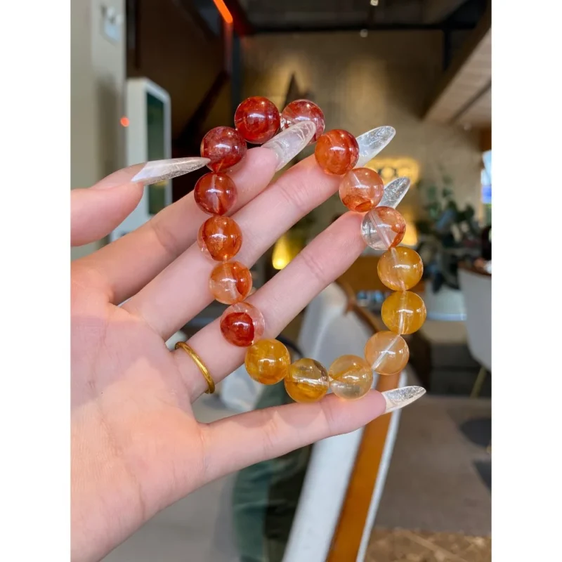 Gradient Red Rubber Flower Agate Bracelet