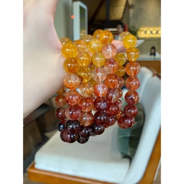 Gradient Red Rubber Flower Agate Bracelet