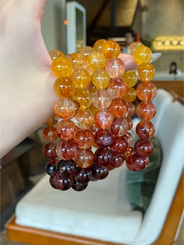 Gradient Red Rubber Flower Agate Bracelet