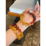 Gradient Red Rubber Flower Agate Bracelet