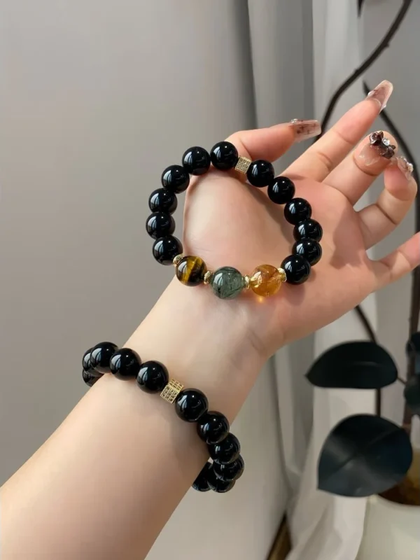 Obsidian Tri-Color Crystal Bracelet