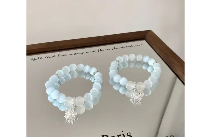 Pink and White Cat’s Eye Stone Bracelet1