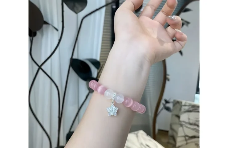 Pink and White Cat’s Eye Stone Bracelet6