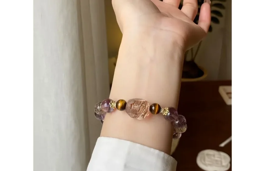 Purple Glow Black Power Crystal Bracelet3