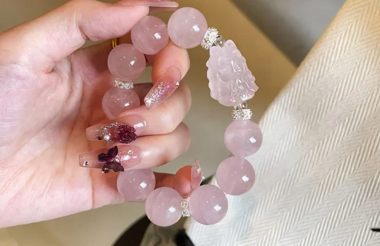 Rose Quartz Fox Fairy Crystal Bracelet3