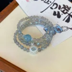 Triple-Strand Gray Moonstone Crystal Bracelet