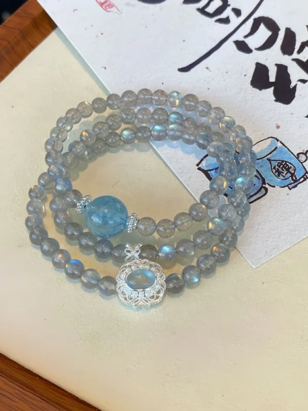 Triple-Strand Gray Moonstone Crystal Bracelet1