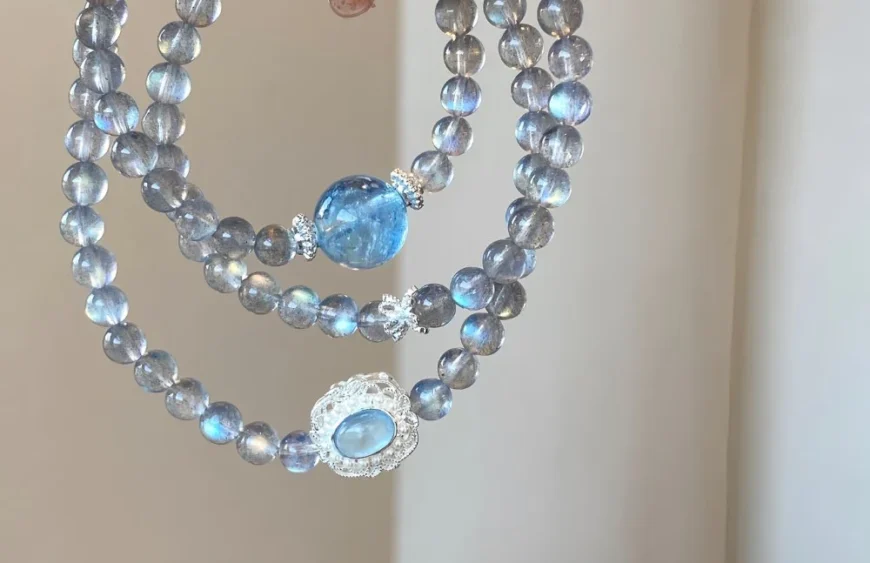 Triple-Strand Gray Moonstone Crystal Bracelet4