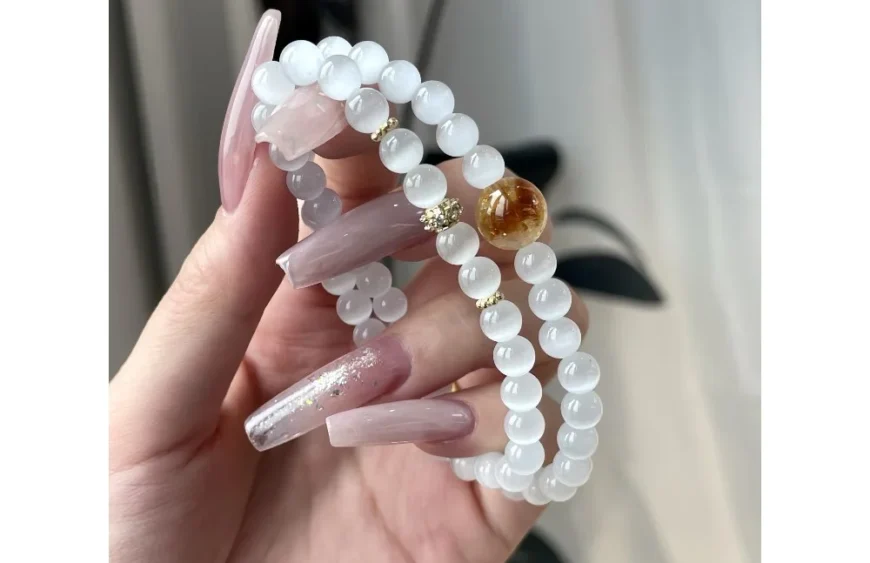 White Cat’s Eye & Honey Crystal Bracelet8