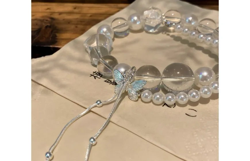 White Crystal Butterfly Bracelet4