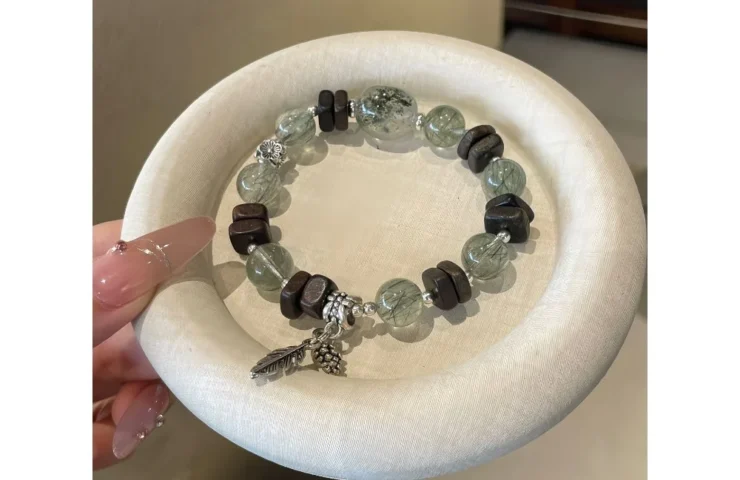 Agarwood Rutilated Green Quartz Crystal Bracelet2