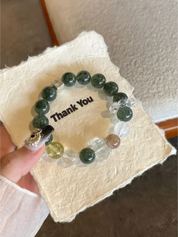 Green Rutilated Quartz Wealth-Attracting Crystal Bracelet1