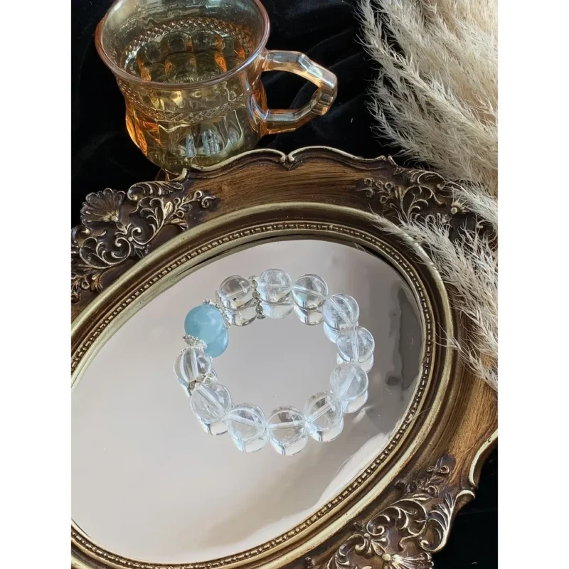 Aquamarine & Clear Quartz Bracelet