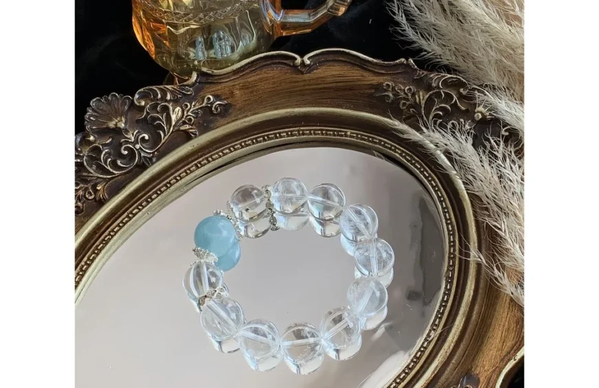 Aquamarine & Clear Quartz Bracelet