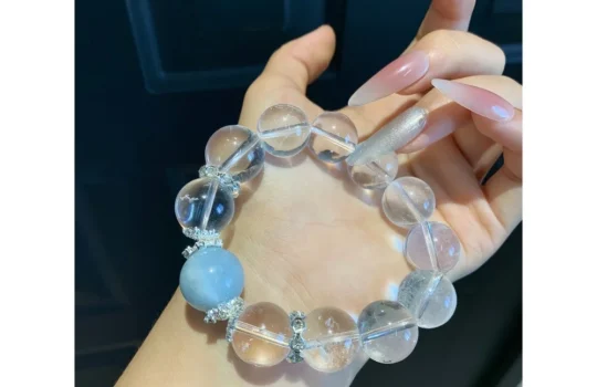 Aquamarine & Clear Quartz Bracelet2