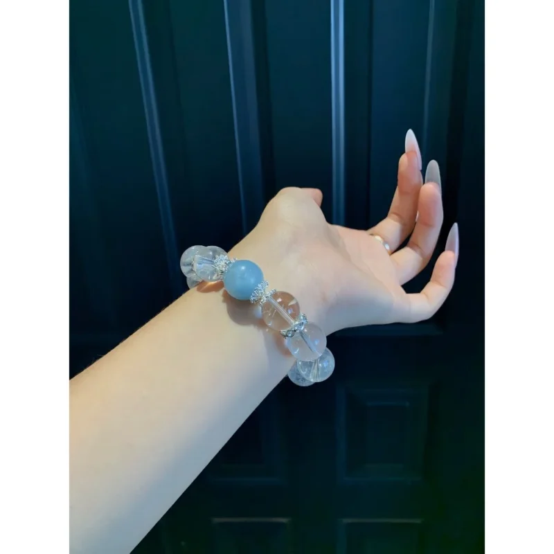 Aquamarine & Clear Quartz Bracelet