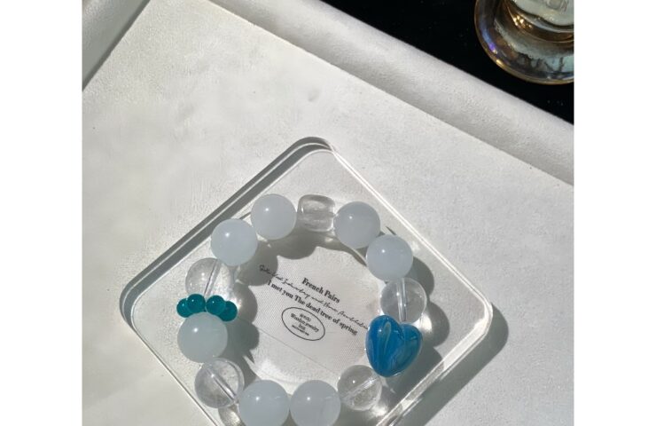 Clear Quartz & White Phantom Quartz Lacquer Bead Crystal Bracelet3