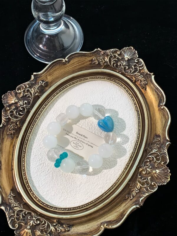 Clear Quartz & White Phantom Quartz Lacquer Bead Crystal Bracelet